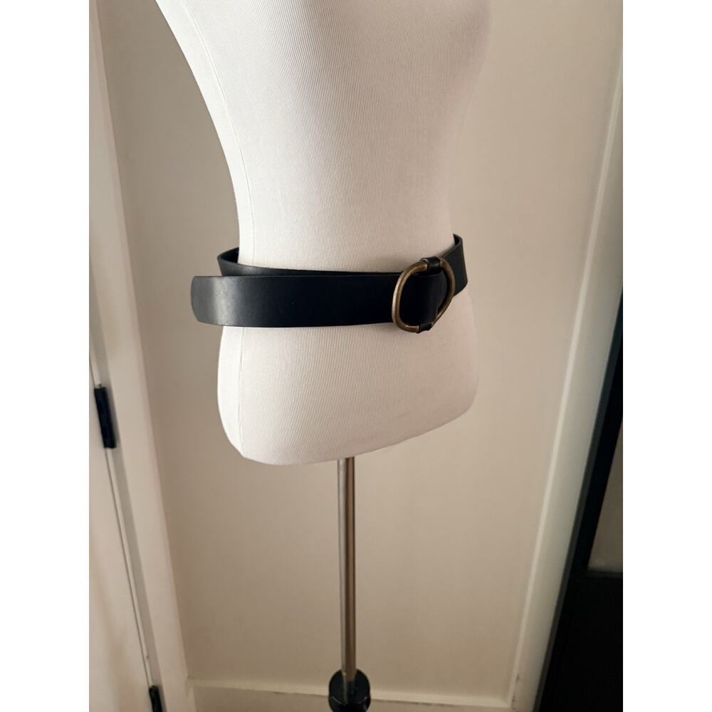 Martina Mori Anthropologie Leather Belt Womens L Black Italy Brass Buckle Wrap - Picture 3 of 11